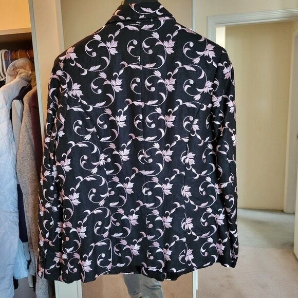 ❤️ 3 for $35 Vintage 80s pink embroidered black blazer jacket small - Picture 5 of 9